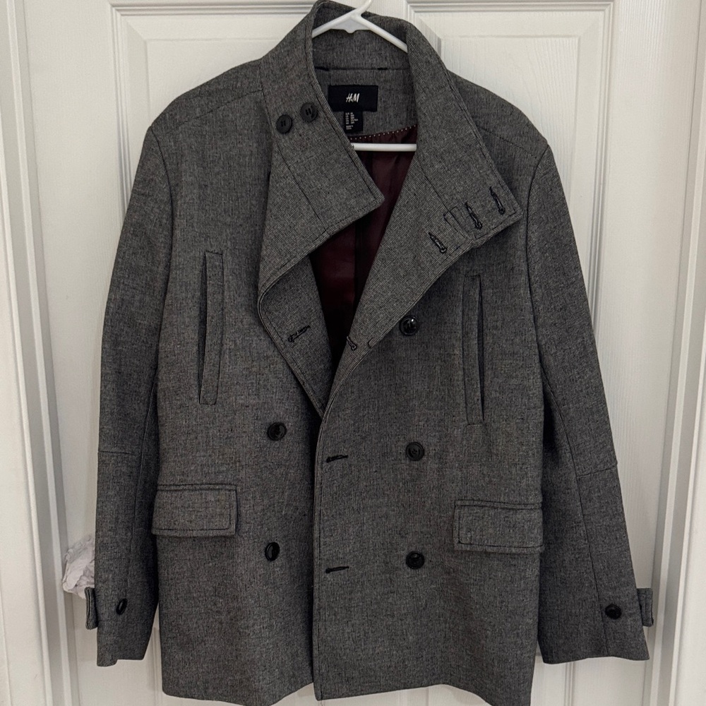 H&M Men's Charcoal Pea Coat